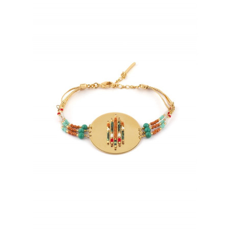 Fashionable turquoise and Japanese bead flexible bracelet| multicoloured