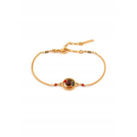 Bracelet souple glamour cornaline perles du Japon | kaki