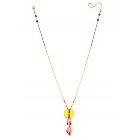 Festive feather and garnet pendant necklace - yellow73312