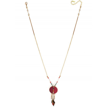 Collier pendentif glamour plumes et labradorite | rouge73324