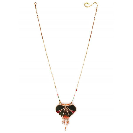 On-trend feather and labradorite pendant necklace - khaki73348