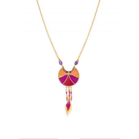 Contemporary feather and amethyst pendant necklace - pink