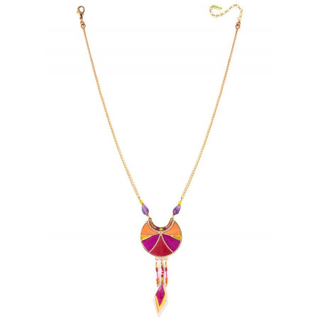 Contemporary feather and amethyst pendant necklace - pink73354