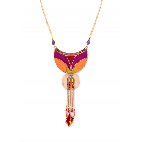 Sunny feather and garnet pendant necklace | pink