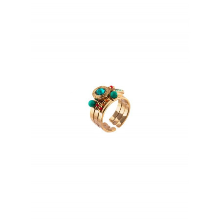 Chic turquoise and Swaovski crystal adjustable cocktail rings | turquoise