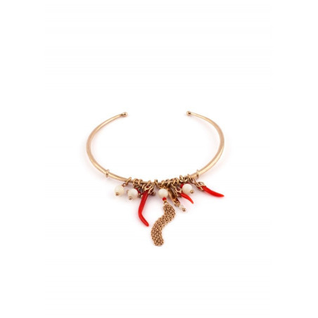 Bohemian chic mother-of-pearl and Japanese bead bangle|red