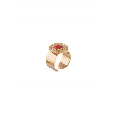 Elegant gold metal ring |red