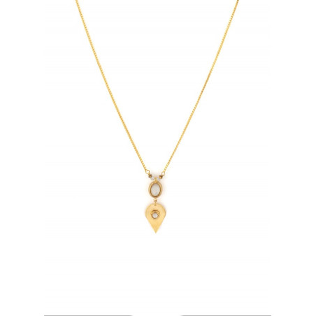 Poetic gold-plated metal and white mother-of-pearl pendant necklace | mother-of-pearl