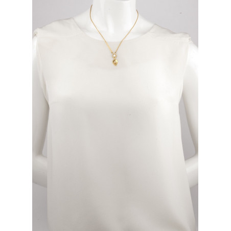 Poetic gold-plated metal and white mother-of-pearl pendant necklace | mother-of-pearl73892