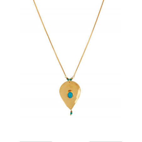 Arty hammered metal and howlite pendant necklace l turquoise