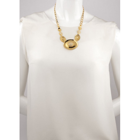Bohemian gold-plated metal and white mother-of-pearl pendant necklace | mother-of-pearl73942