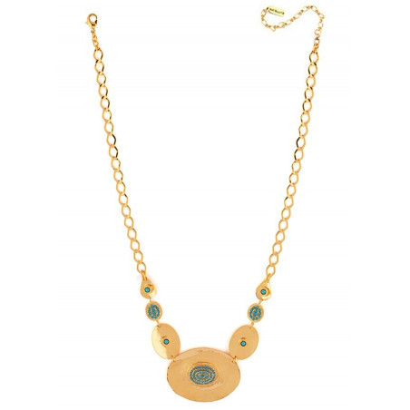 Glamorous hammered metal and howlite pendant necklace l turquoise73946