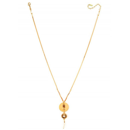 Collier pendentif bohème nacre et perles du Japon - marron74085