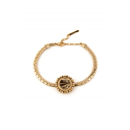 Feminine feather and Japanese bead flexible bracelet | beige