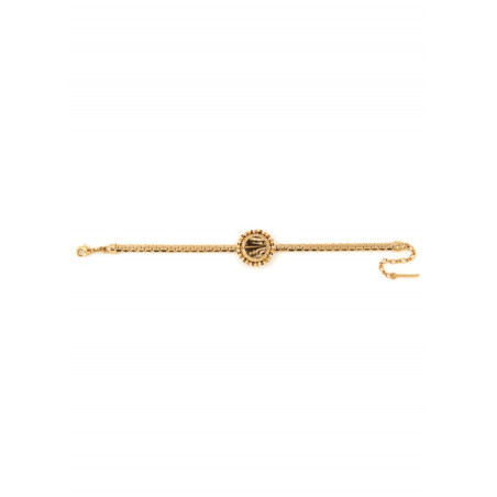 Feminine feather and Japanese bead flexible bracelet | beige74199