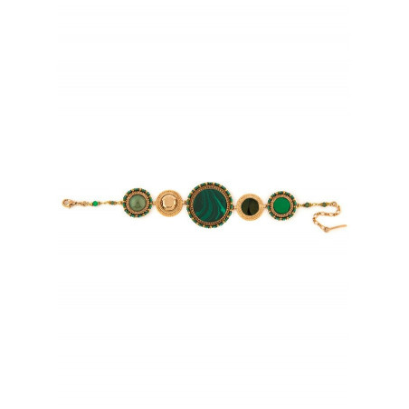 Bracelet souple sophistiqué plumes et malachite - vert74225