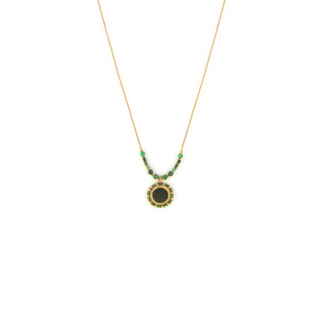 Poetic feather jade and malachite pendant necklace - green