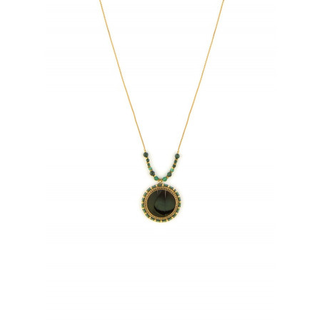 Fashionable feather jade and malachite pendant necklace - green