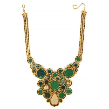 Sophisticated feather malachite and jade breastplate necklace l green74284
