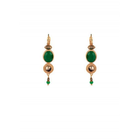 crystal, jade and pyrite sleeper earrings | green