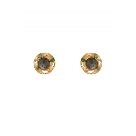 Glamorous jade and labradorite clip-on earrings l green