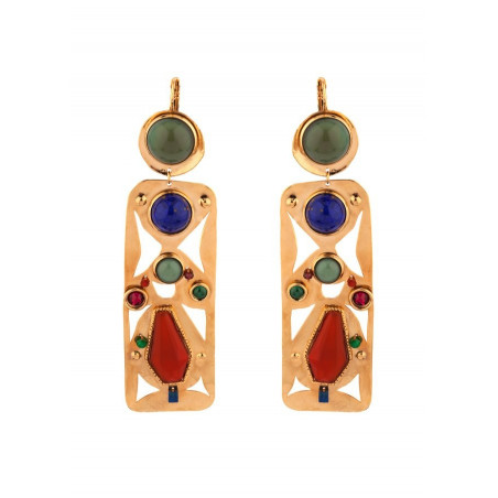 Arty jade and lapis lazuli sleeper earrings l multicoloured