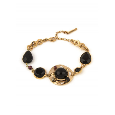 Elegant garnet, onyx and crystal flexible bracelet | black