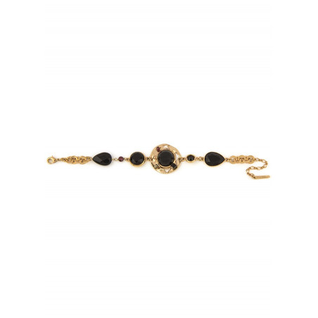 Elegant garnet, onyx and crystal flexible bracelet | black74906