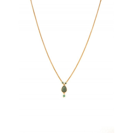 Collier pendentif féminin aventurine et perles de rivière | vert