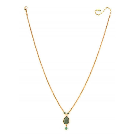 Collier pendentif féminin aventurine et perles de rivière | vert74979