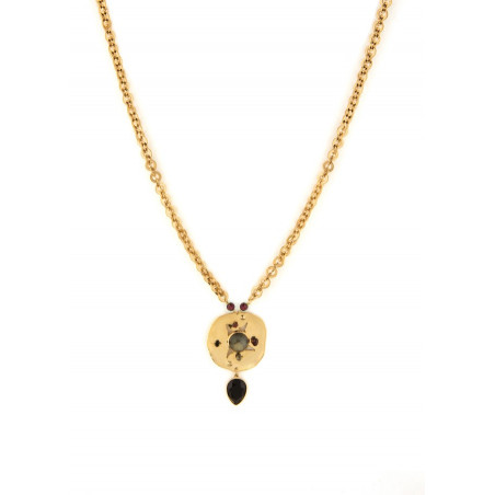 Baroque garnet and onyx mid-length necklace | black