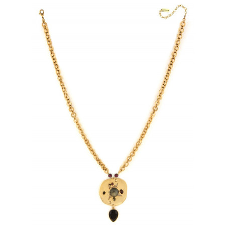 Baroque garnet and onyx mid-length necklace | black75014