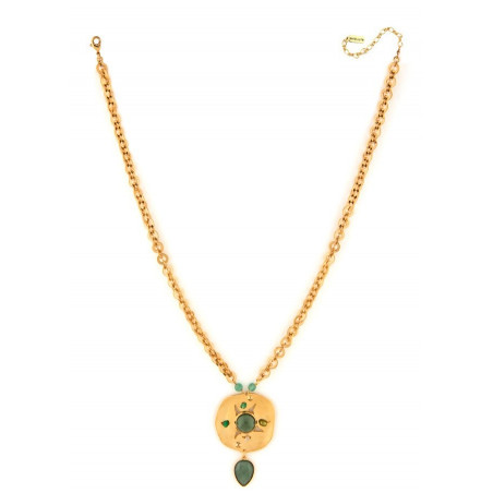 Collier mi-long romantique jade et perle de rivière | vert75024
