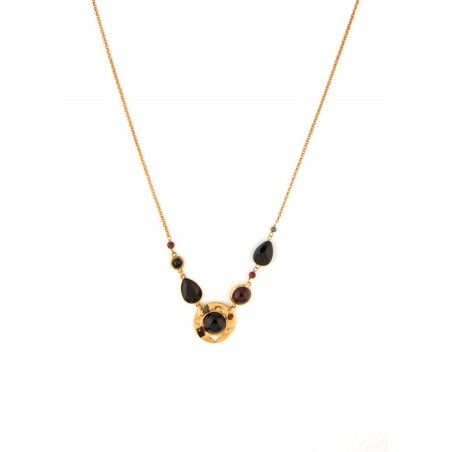 Mystic garnet and onyx mid-length necklace | black