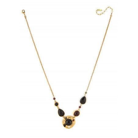 Mystic garnet and onyx mid-length necklace | black75029