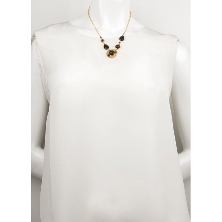 Mystic garnet and onyx mid-length necklace | black75030