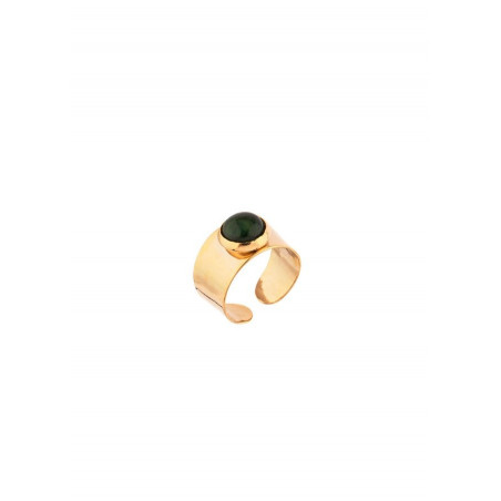 Glamorous hammered metal and jasper adjustable ring | green
