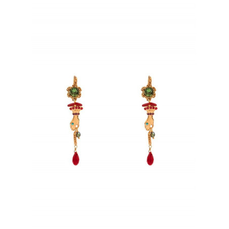Fashionable rhinestone hand bead sleeper earrings l multicoloured