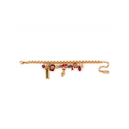 Fantasy pendant and  bead flexible bracelet | multicoloured75453