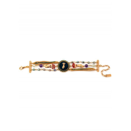 Arty multi-strand rhinestone hand and bead bracelet | multicoloured75466