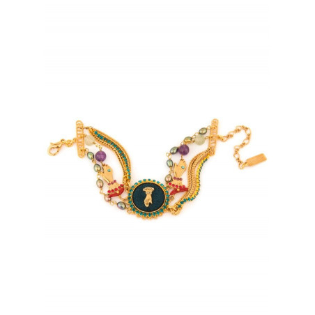 Bracelet multi rangs arty main strassée et perles | multicolore75467