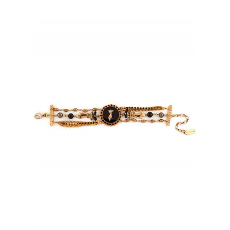 Elegant multi-strand rhinestone hand and bead bracelet | black75471