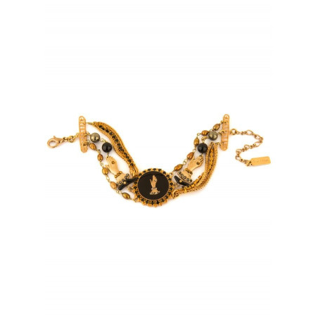 Elegant multi-strand rhinestone hand and bead bracelet | black75472