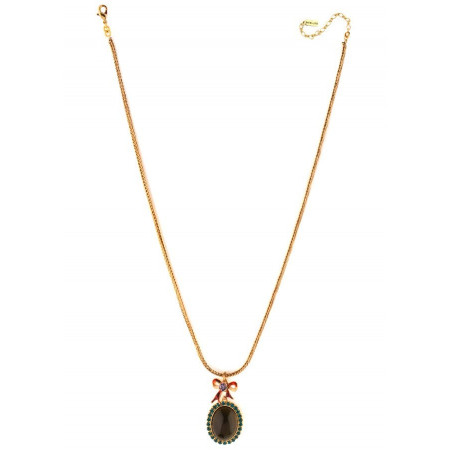 Collier pendentif fantaisie médaillon et ruban | noir75552