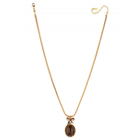 Glamorous medallion and ribbon pendant necklace | black75562