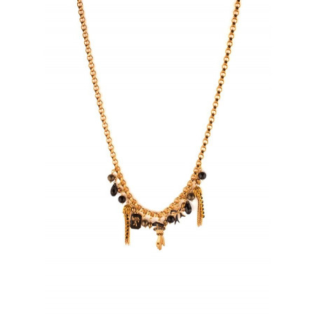 Feminine pendant and bead pendant necklace | black