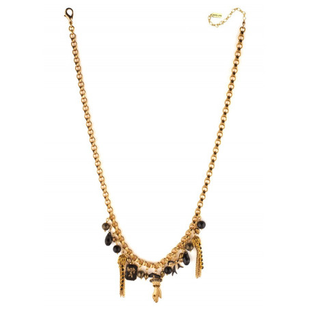 Feminine pendant and bead pendant necklace | black75612