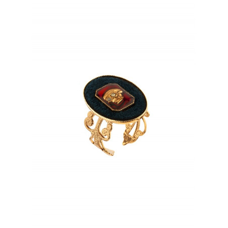 Baroque velvet and skull adjustable ring | multicoloured