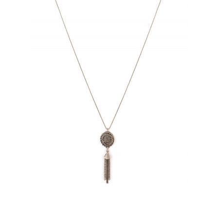 Collier pendentif mode pompon de chainettes métal | argenté