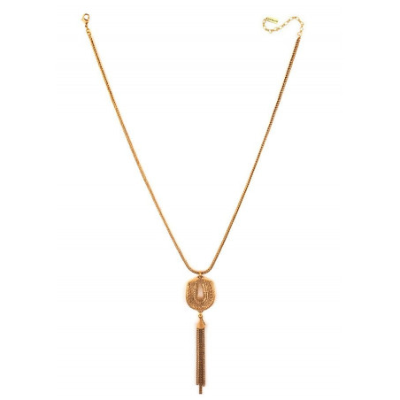 Feminine metal chain pompom pendant necklace | gold-plated75899